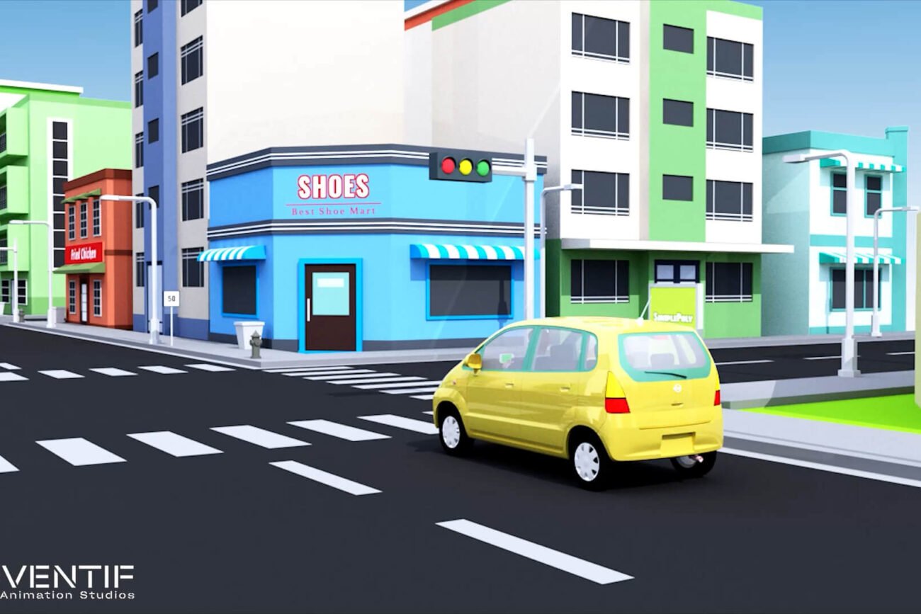 Smart traffic signal 3D animation